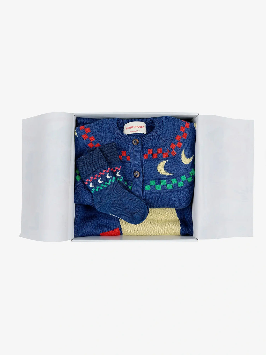 Bobo Choses - zestaw prezentowy z merino Baby Beneath The Moon knitted overall gift set