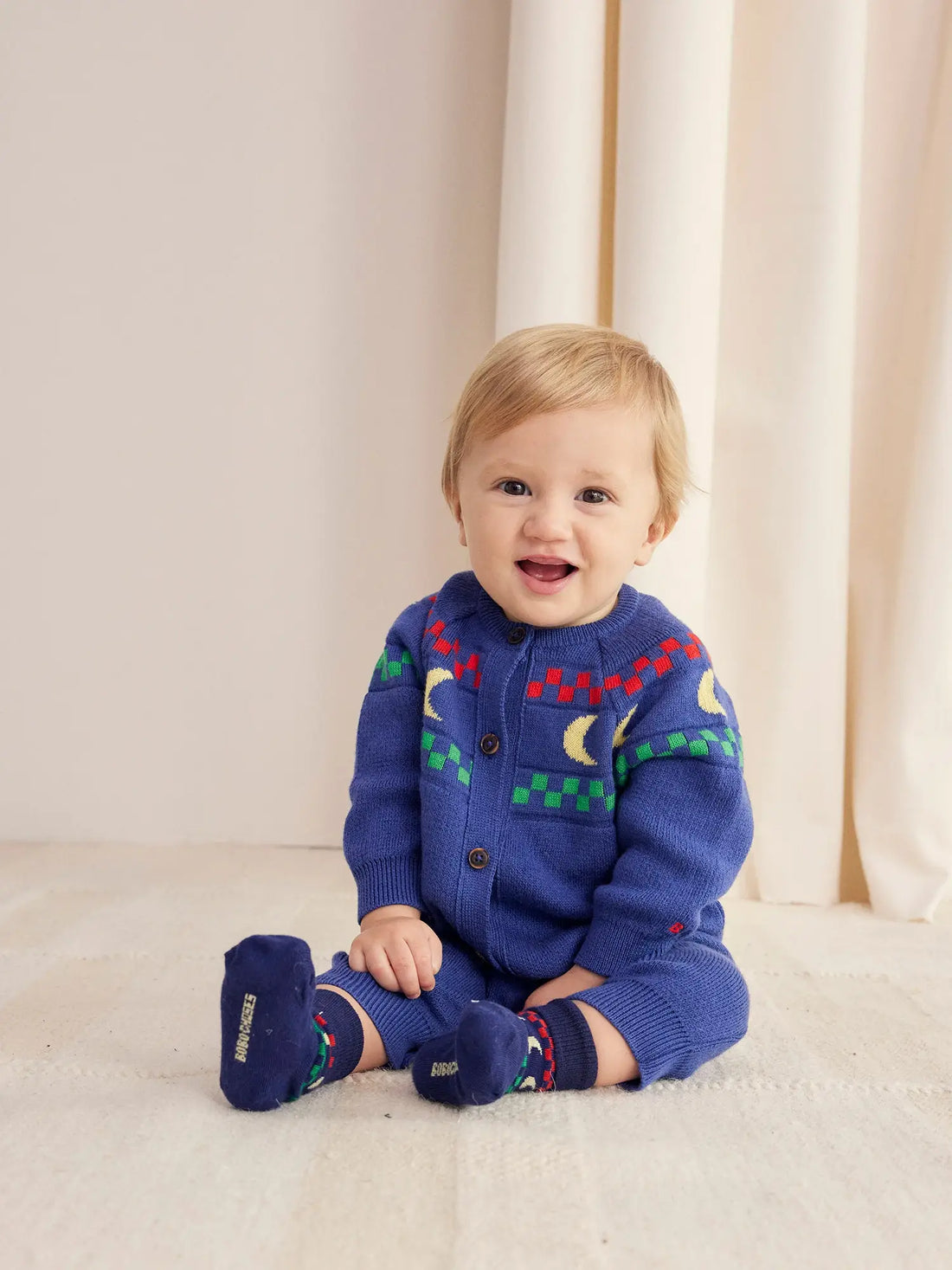 Bobo Choses - zestaw prezentowy z merino Baby Beneath The Moon knitted overall gift set