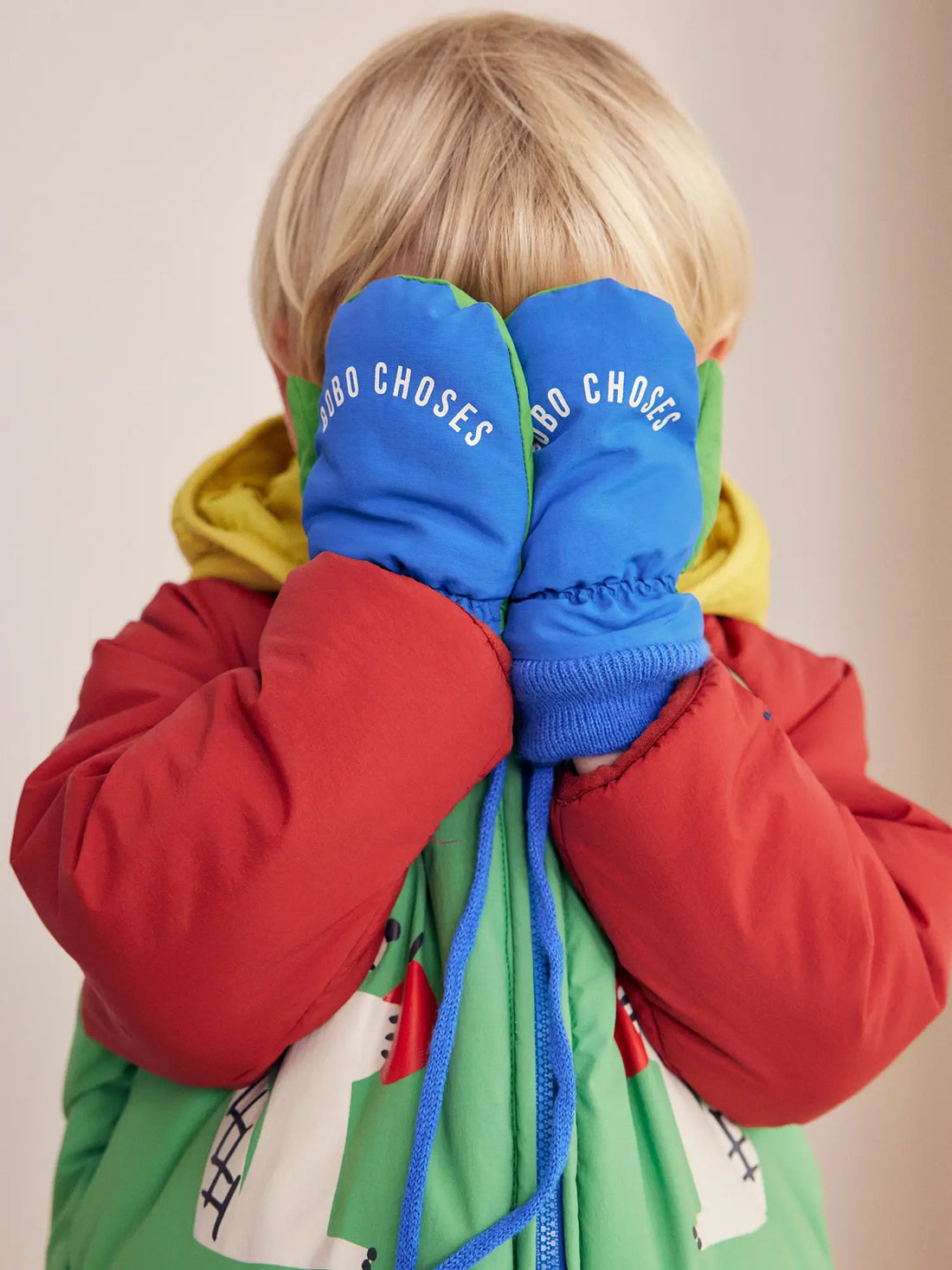 Bobo Choses - BC Baby color block mittens on a string 