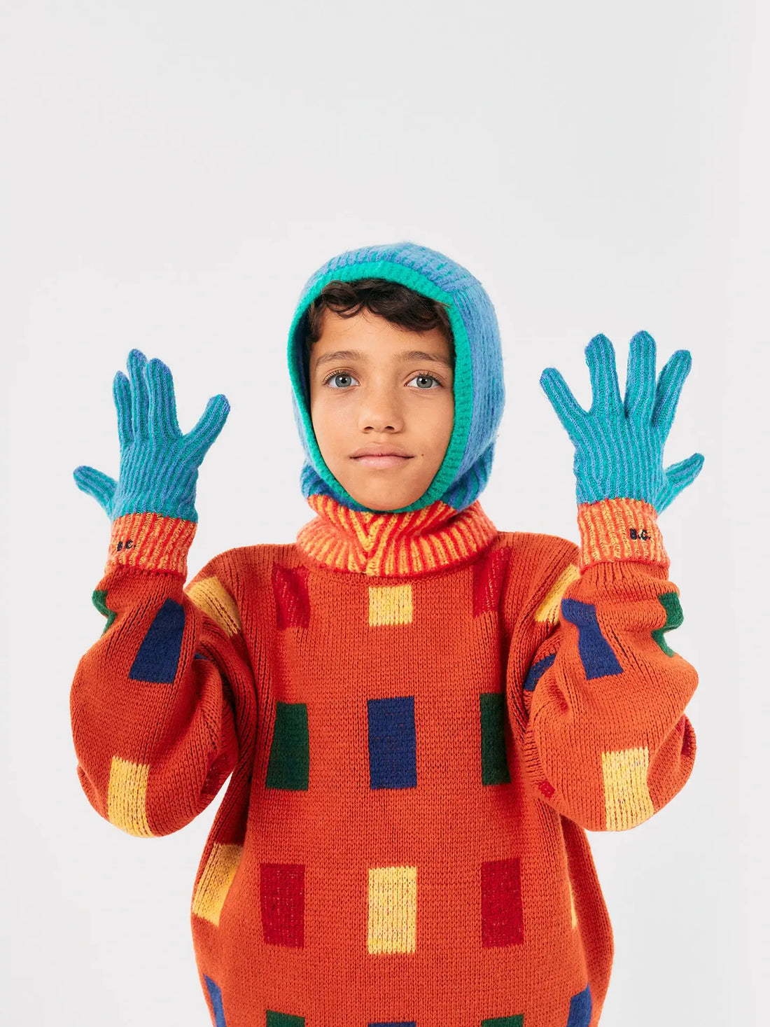 Bobo Choses - Color stripes knitted balaclava 