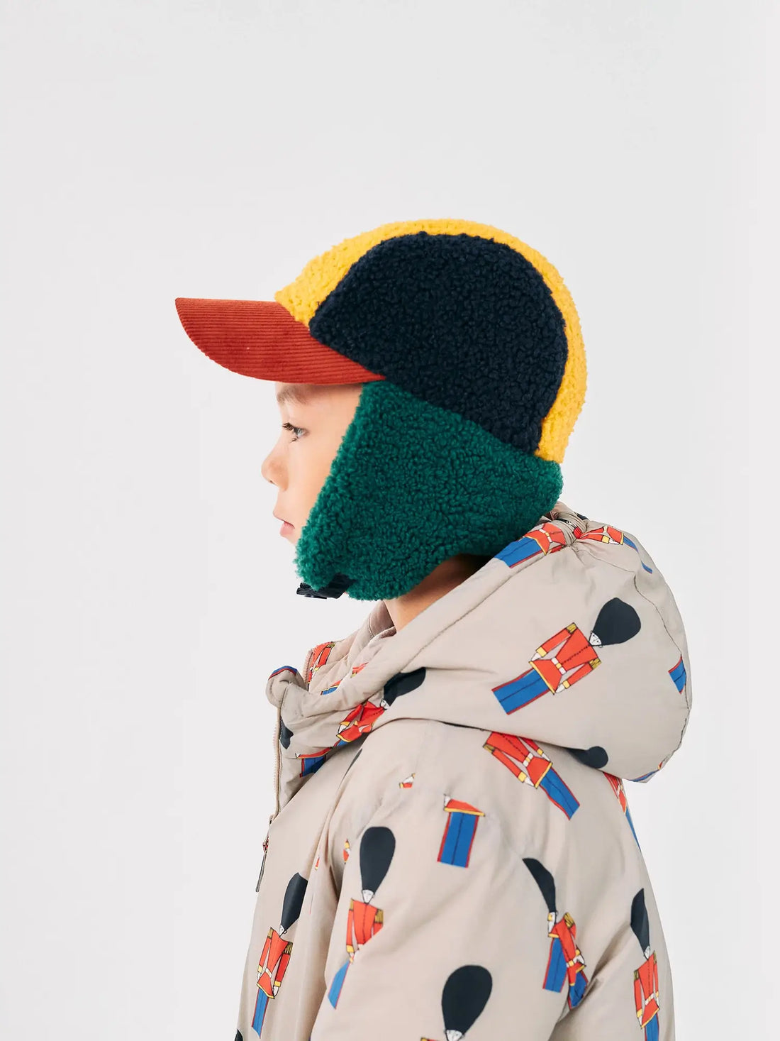 Bobo Choses - barankowa czapka uszatka Color Block sheepskin chapka