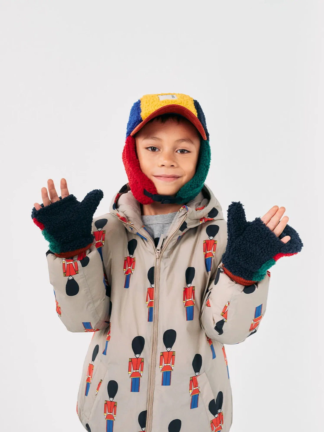 Bobo Choses - Color block sheepskin mittens 